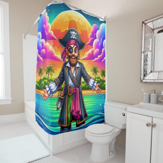 Cartoon Pirate Douchegordijn (In situ)