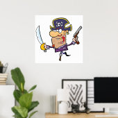 Cartoon Pirate Poster (Thuiskantoor)