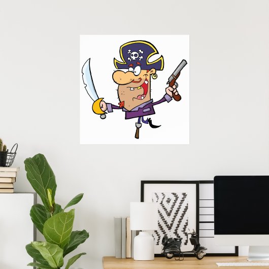 Cartoon Pirate Poster (Thuiskantoor)