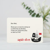 Cartoon Pirate Ship and Skeletons Kids Birthday Bedankkaart (Staand voorkant)