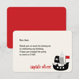 Cartoon Pirate Ship and Skeletons Kids Birthday Bedankkaart