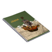 Cartoon Pirate Ship Customize Name Notitieboek (Rechterzijde)