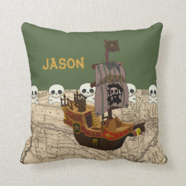Cartoon Pirate Ship Personaliseren Kussen