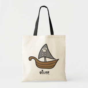 Cartoon Pirate Ship Skulls & Botten Halloween Part Tote Bag