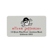 Cartoon Pirate Skeleton Skull Kind Birthday Adres Etiket (Voorkant)