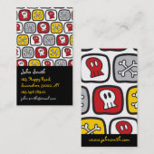 Cartoon Pirate Skeleton Skulls & Botten Squares Fu Visitekaartje (Voorkant / Achterkant)