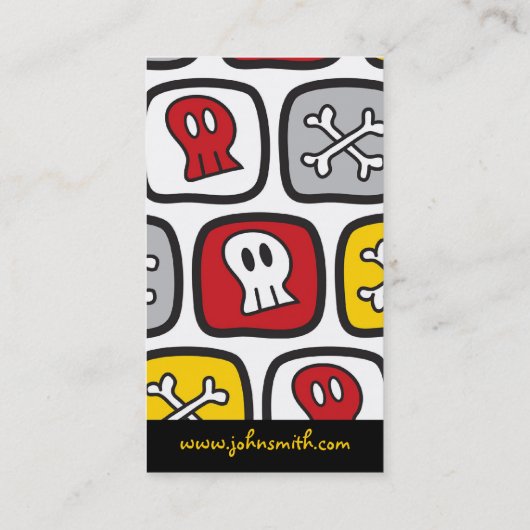 Cartoon Pirate Skeleton Skulls & Botten Squares Fu Visitekaartje (Achterkant)