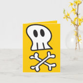 Cartoon Pirate Skulls & Botten Children Halloween Kaart (Gele Bloem)