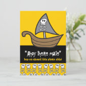 Cartoon Pirate Skulls & Botten Kind Birthday Party Kaart (Staand voorkant)