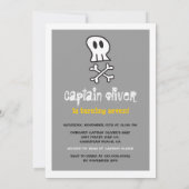 Cartoon Pirate Skulls & Botten Kind Birthday Party Kaart (Achterkant)