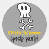 Cartoon Pirate Skulls & Botten Kind Halloween Part Ronde Sticker (Voorkant)