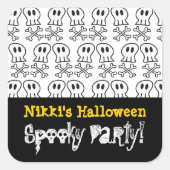 Cartoon Pirate Skulls & Botten Kind Halloween Part Vierkante Sticker (Voorkant)