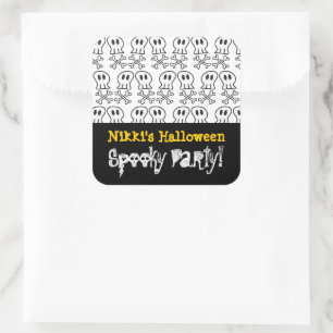 Cartoon Pirate Skulls & Botten Kind Halloween Part Vierkante Sticker