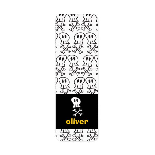 Cartoon Pirate Skulls & Botten Party Labels (Voorkant)