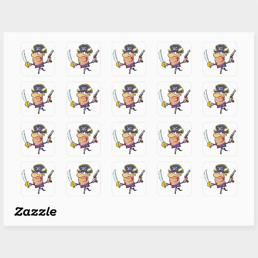 Cartoon Pirate Vierkante Sticker