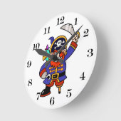 Cartoon Pirate With Peg And Sword Ronde Klok (Hoek)