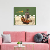 Cartoon Piratenschip personaliseren Canvas Afdruk (Insitu (Woonkamer))