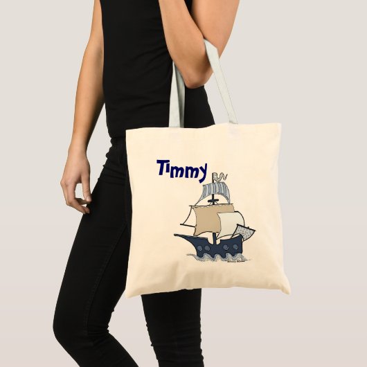 Cartoon piratenschip tote bag (Voorkant (product))