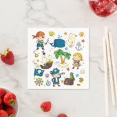 Cartoon Pirates Island Ship Kids Birthday Napkins Servet (Insitu)