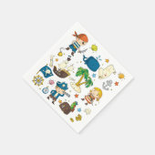 Cartoon Pirates Island Ship Kids Birthday Napkins Servet (Hoek)