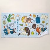 Cartoon Pirates Island Ship Kinder Beach Towel Strandlaken (Voorkant)