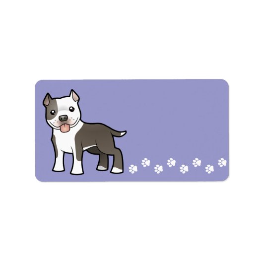 Cartoon Pitbull/American Staffordshire Terrier Etiket (Voorkant)