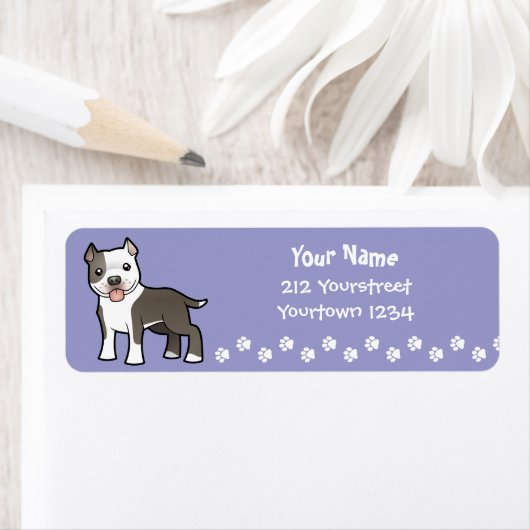 Cartoon Pitbull/American Staffordshire Terrier Etiket (Insitu)