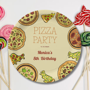 Cartoon Pizza Feest Verjaardag Papieren Bordje