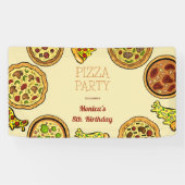 Cartoon Pizza Feest Verjaardag Spandoek (Horizontaal)