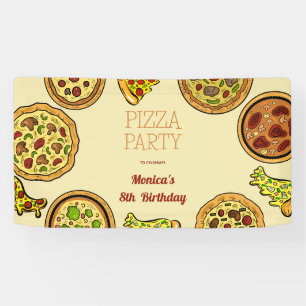 Cartoon Pizza Feest Verjaardag Spandoek