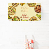 Cartoon Pizza Feest Verjaardag Spandoek (Insitu)