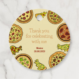 Cartoon pizza feestje verjaardag dank u bedankjes labels