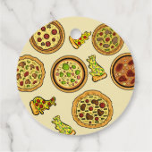 Cartoon pizza feestje verjaardag dank u bedankjes labels (Achterkant)