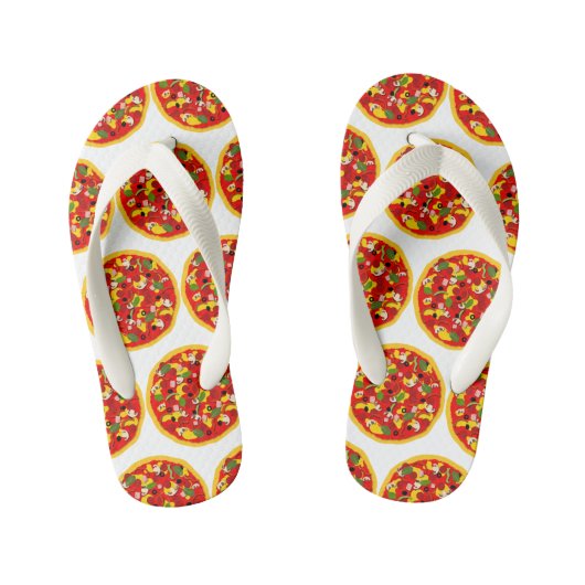 Cartoon Pizza Patroon Kinder Teenslippers (Voetbed)
