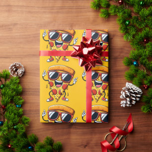 Cartoon Pizza Slice met Drip Cheese Vibes Cadeaupapier