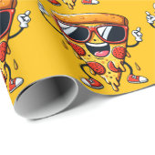 Cartoon Pizza Slice met Drip Cheese Vibes Cadeaupapier (Rol Hoek)