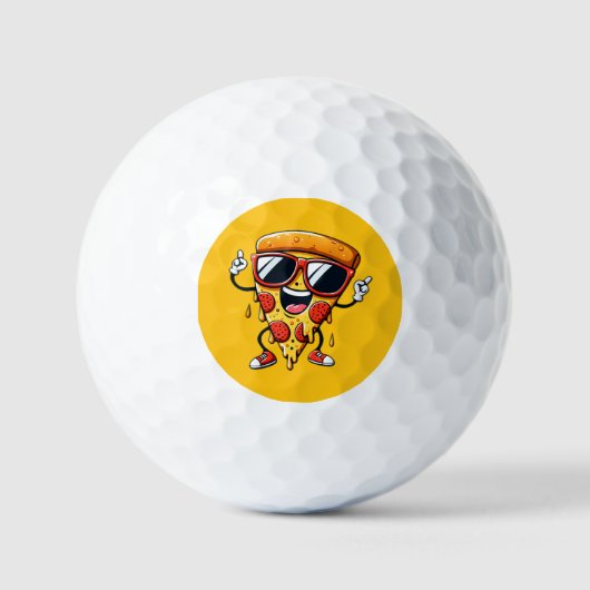 Cartoon Pizza Slice met Drip Cheese Vibes Golfballen (Voorkant)