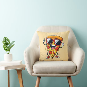 Cartoon Pizza Slice met Drip Cheese Vibes Kussen