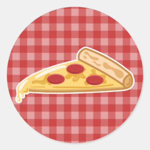 Cartoon Pizza Slice Ronde Sticker