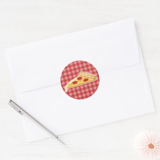 Cartoon Pizza Slice Ronde Sticker (Envelop)