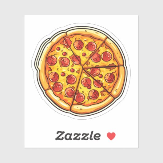 Cartoon pizzaillustratie sticker (Vel)