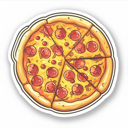 Cartoon pizzaillustratie sticker (Voorkant)