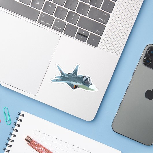 Cartoon Plane sticker (Laptop met iPhone)