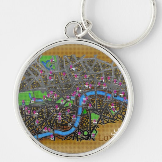 Cartoon plattegrond van Londen Sleutelhanger (Voorkant)