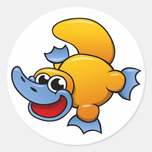 Cartoon Platypus Ronde Sticker (Voorkant)