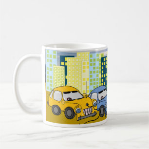 Cartoon Plug-in Hybride Auto's Koffiemok