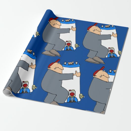 Cartoon Plumber Cadeaupapier (Uitgerold)