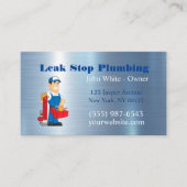 Cartoon Plumber Guy Plumbing Service Visitekaartje (Voorkant)