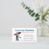 Cartoon Plumber Man Plumbing Maintenance Service Visitekaartje (Staand voorkant)