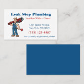 Cartoon Plumber Man Plumbing Maintenance Service Visitekaartje (Voorkant / Achterkant)